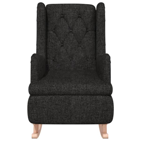 vidaXL Fauteuil met massief rubberwood schommelpoten stof zwart