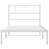 vidaXL Bedframe met hoofdbord zonder matras metaal wit 75x190 cm