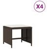 vidaXL Tuinkrukken 4 st met kussens 40x40x35 cm poly rattan bruin