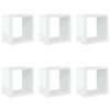 vidaXL Wandschappen kubus 6 st 22x15x22 cm hoogglans wit