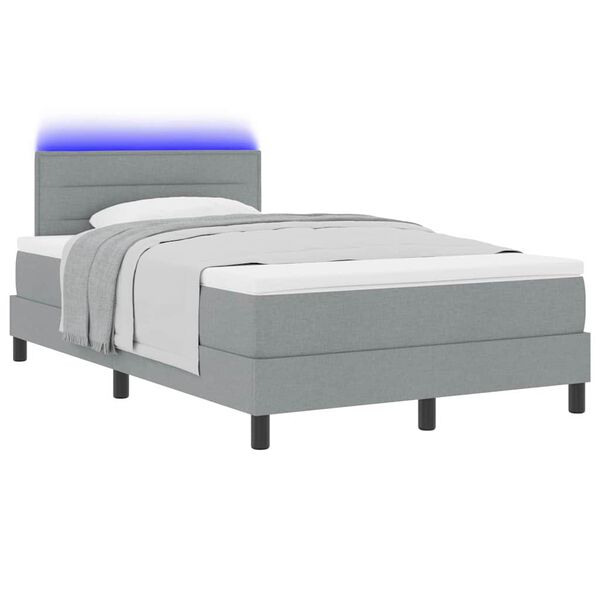 vidaXL Boxspring bed met matras met LED Lichtgrijs 120 x 190 cm Stof