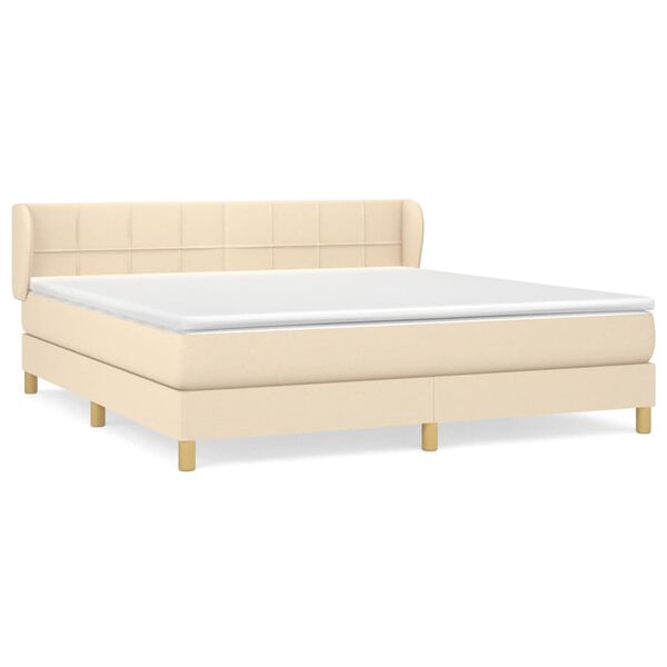 vidaXL Boxspring met matras stof cr&egrave;mekleurig 160x200 cm