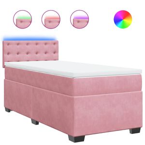 vidaXL Boxspring met matras fluweel roze 80x200 cm