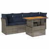 vidaXL 5-delige Loungeset met kussens poly rattan grijs