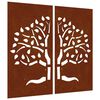 vidaXL Wanddecoratie tuin 2 st boomontwerp 105x55 cm cortenstaal