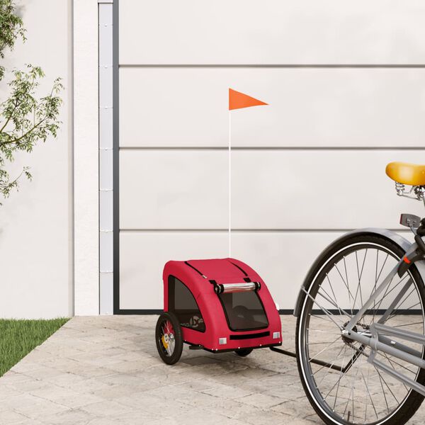 vidaXL Hondenfietstrailer oxford stof en ijzer rood