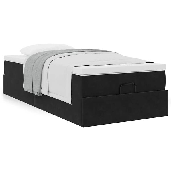 vidaXL Ottoman bed met matras 90x190cm fluweel zwart