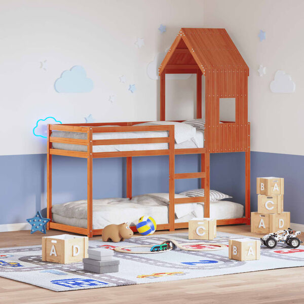 vidaXL Kinderbedhuisje 60x89x134,5 cm massief grenenhout wasbruin