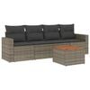 vidaXL 5-delige Loungeset met kussens poly rattan grijs