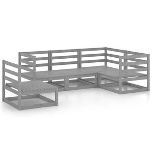 vidaXL 5-delige Loungeset massief grenenhout grijs