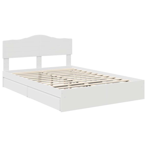 vidaXL Opslag bed met hoofdeinde Wit 140 x 190 cm Bewerkt hout
