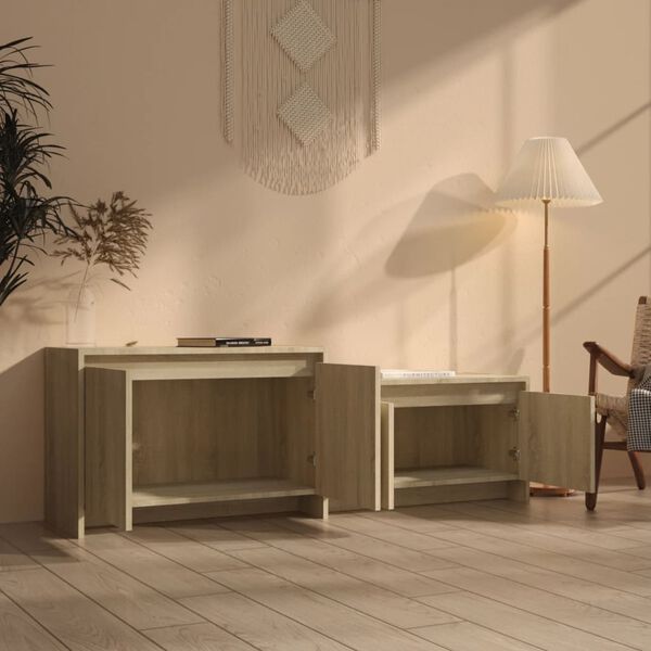 vidaXL Tv-meubel 146,5x35x50 cm bewerkt hout sonoma eikenkleurig