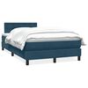 vidaXL Boxspring met matras fluweel donkerblauw 120x210 cm