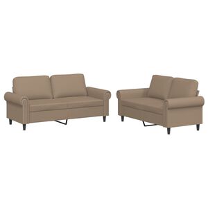 vidaXL 2-delige Loungeset met kussens kunstleer cappuccino