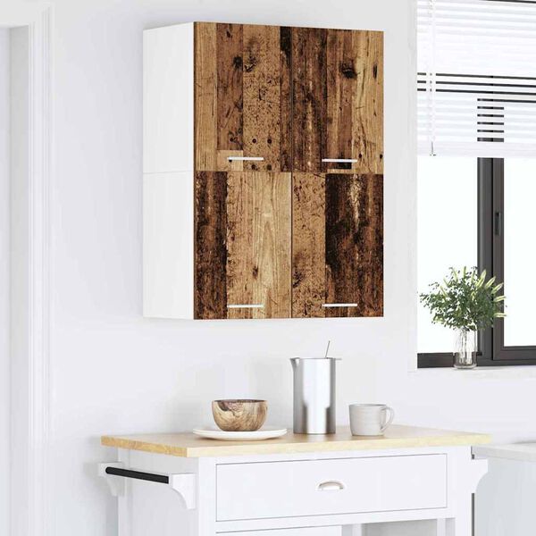 vidaXL Hangkast 2 pcs Oude Hout en Wit 60 x 31 x 40 cm Bewerkt hout