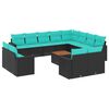 vidaXL 13-delige Loungeset met kussens poly rattan zwart