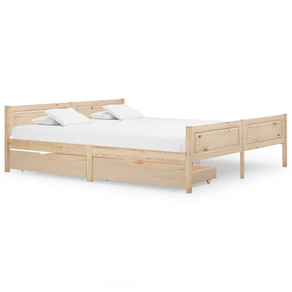 vidaXL Bedframe met 2 lades massief grenenhout 180x200 cm