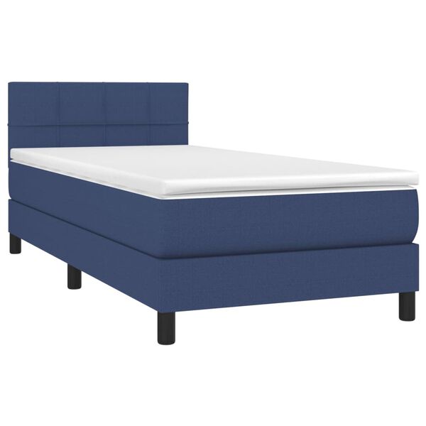 vidaXL Boxspring met matras stof blauw 80x200 cm