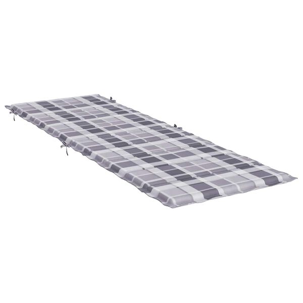 vidaXL Ligbedkussen 186x58x4 cm oxford stof ruitpatroon grijs