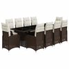vidaXL 11-delige Bistroset met kussens poly rattan bruin