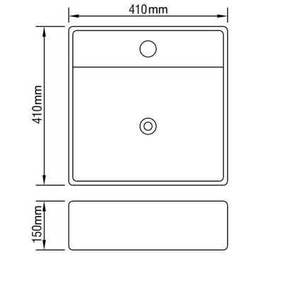 vidaXL Luxe wastafel met overloop en kraangat vierkant keramiek 41x41 cm