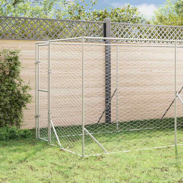 vidaXL Hondenkennel met dak 2x6x2,5 m gegalvaniseerd staal zilverkleur