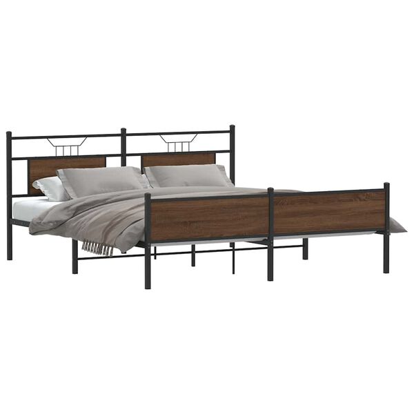 vidaXL Bedframe zonder matras metaal bruin eikenkleur 180x200 cm
