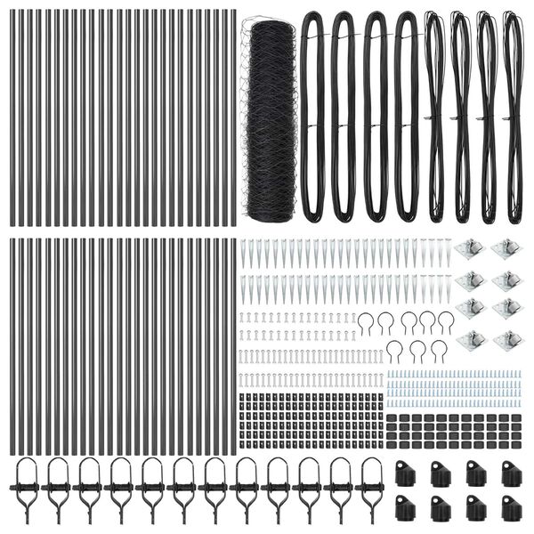 vidaXL Afrasteringspaal Grijs 100 x 0,5 m (50 mm gaas) Staal en PVC