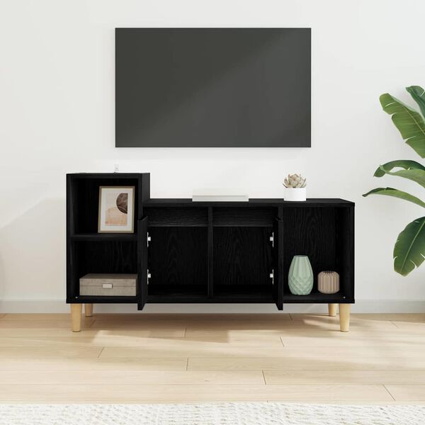 vidaXL TV-kast Zwart Eiken 100 x 35 x 55 cm Bewerkt hout