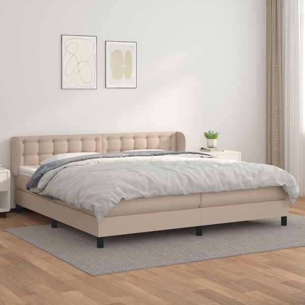 vidaXL Boxspring met matras kunstleer cappuccinokleurig 200x200 cm