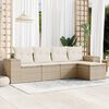 vidaXL 5-delige Loungeset met kussens poly rattan beige