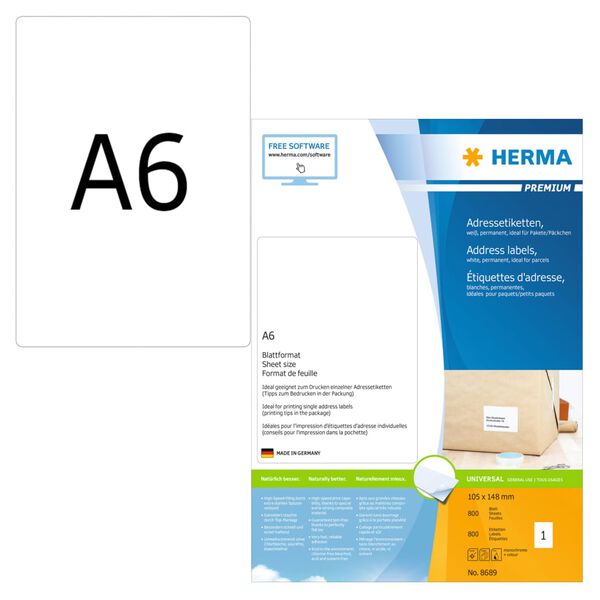 HERMA Adresetiketten 800 vellen A6 105x148 mm wit