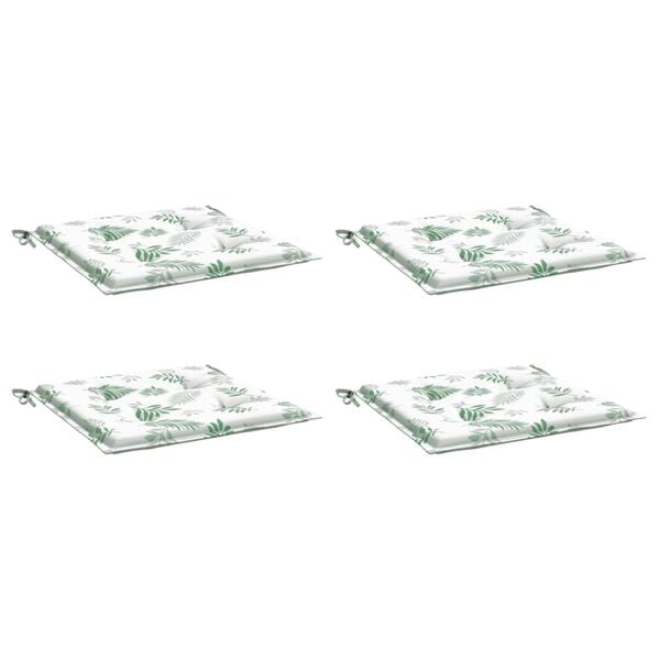 vidaXL Tuinstoelkussens 4 st bladpatroon 50x50x4 cm stof