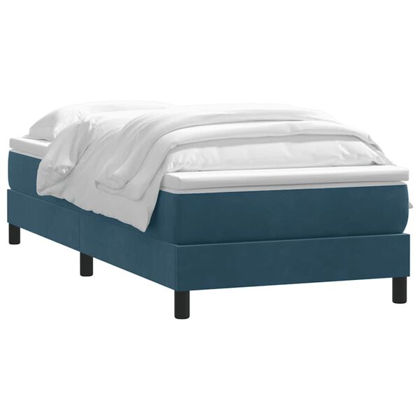vidaXL Boxspring met matras fluweel donkerblauw 100x210 cm