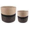 vidaXL Plantenpot Set 2 st Naturel en Zwart &Oslash; 28 x 28 cm