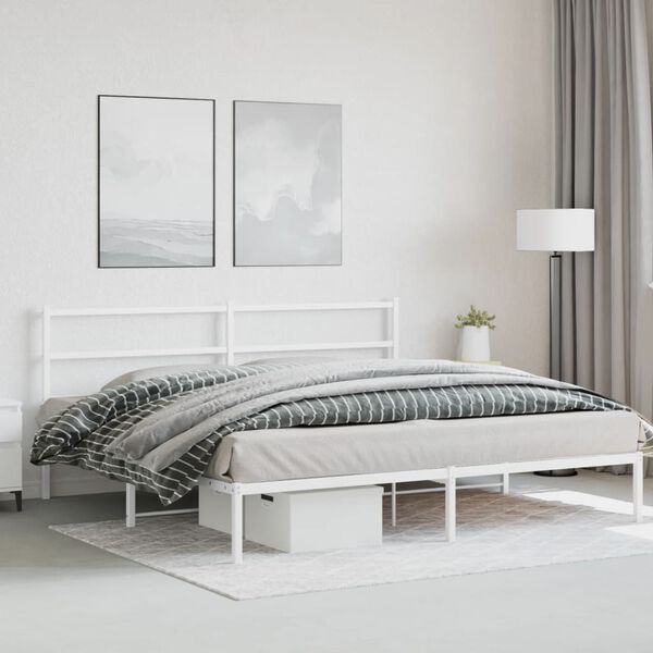 vidaXL Bedframe met hoofdbord metaal wit 183x213 cm