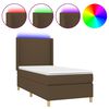 vidaXL Boxspring met matras en LED stof donkerbruin 80x200 cm