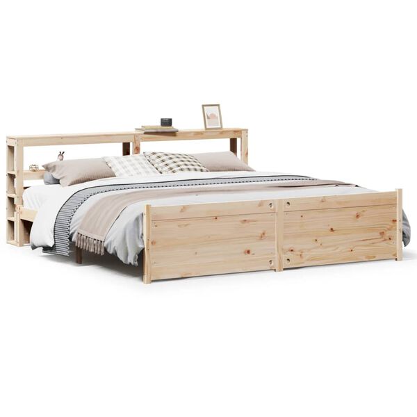 vidaXL Bedframe met hoofdbord massief grenenhout 180x200 cm