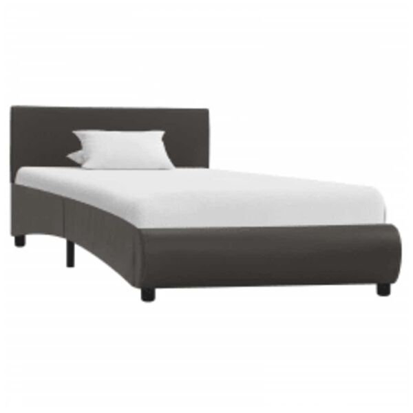 vidaXL Bedframe met LED kunstleer grijs 90x200 cm