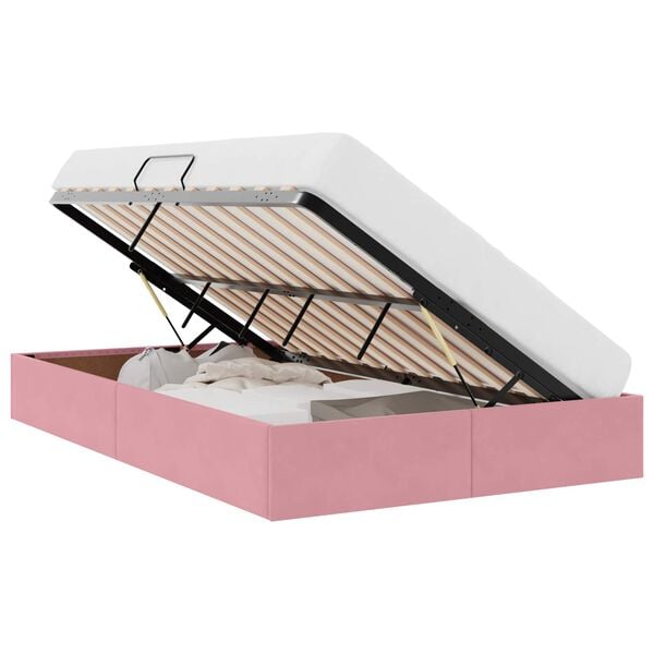 vidaXL Opslag bed met opslag Roze 120 x 200 cm Fluweel
