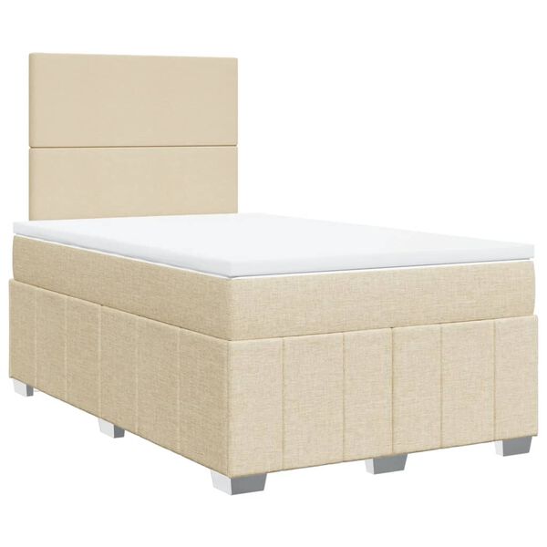vidaXL Boxspring met matras stof cr&egrave;mekleurig 120x190 cm