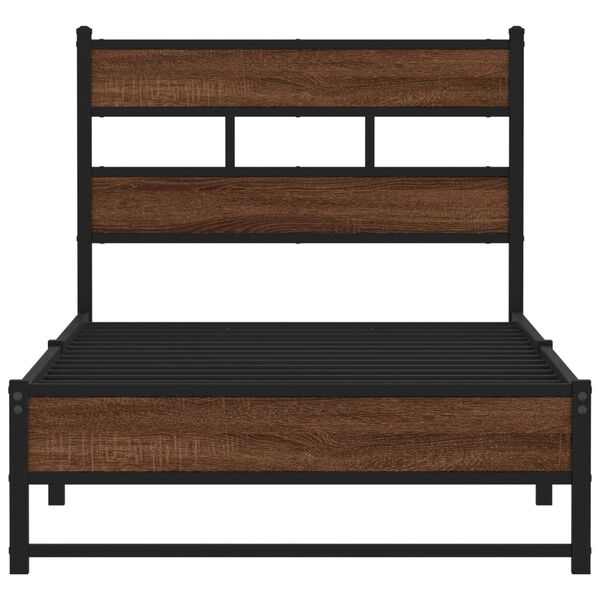 vidaXL Bedframe zonder matras metaal bruin eikenkleurig 100x190 cm