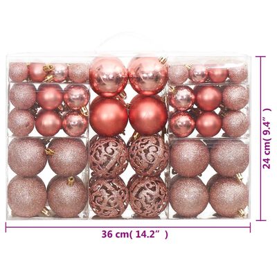 vidaXL Kerstballen 100 st 3/4/6 cm roze en rosé