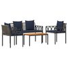 vidaXL tuinmeubelset 4 pcs Grijs en Marineblauw poly rattan
