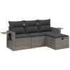 vidaXL 4-delige Loungeset met kussens poly rattan grijs