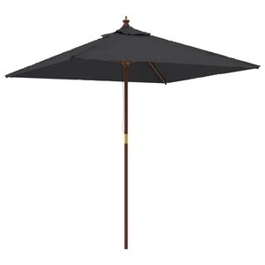 vidaXL Parasol met houten paal 198x198x231 cm zwart