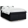vidaXL Boxspring met matras stof zwart 140x190 cm