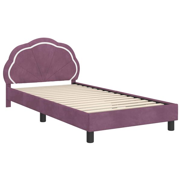 vidaXL Bedframe voor kinderen met hoofdbord Paars 90 x 200 cm Fluweel