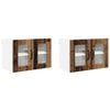 vidaXL Wandglas cabinet PORTO 2 pcs Oudhout 60 x 31 x 40 cm
