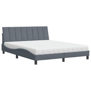 vidaXL Bed met matras "Hanko" fluweel donkergrijs 160x200 cm